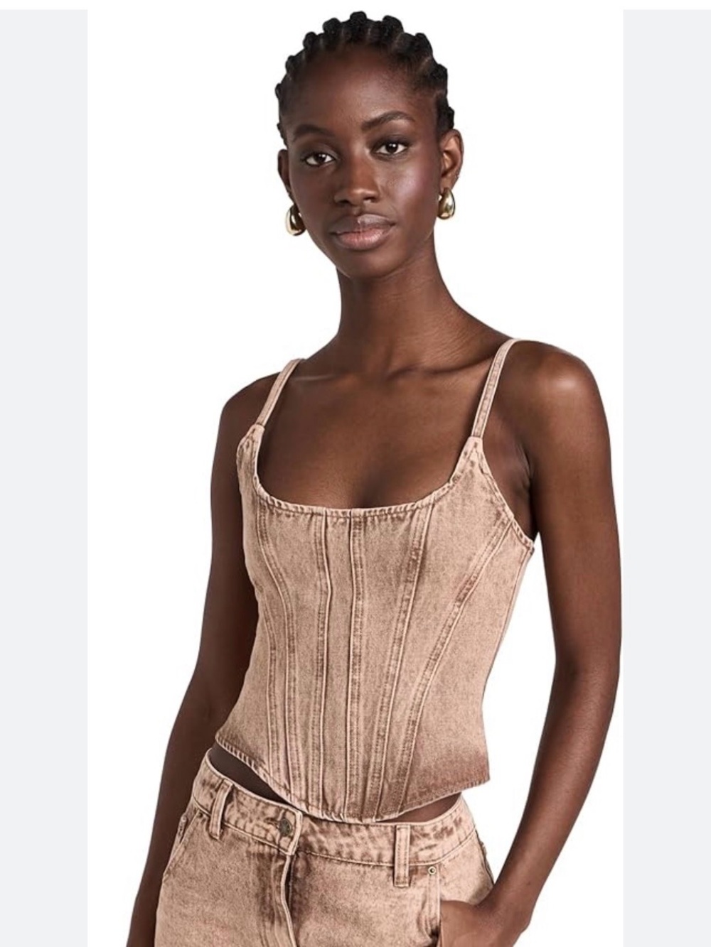 Lioness Capri Denim Taupe Corset Crop Top - Picture 4 of 8